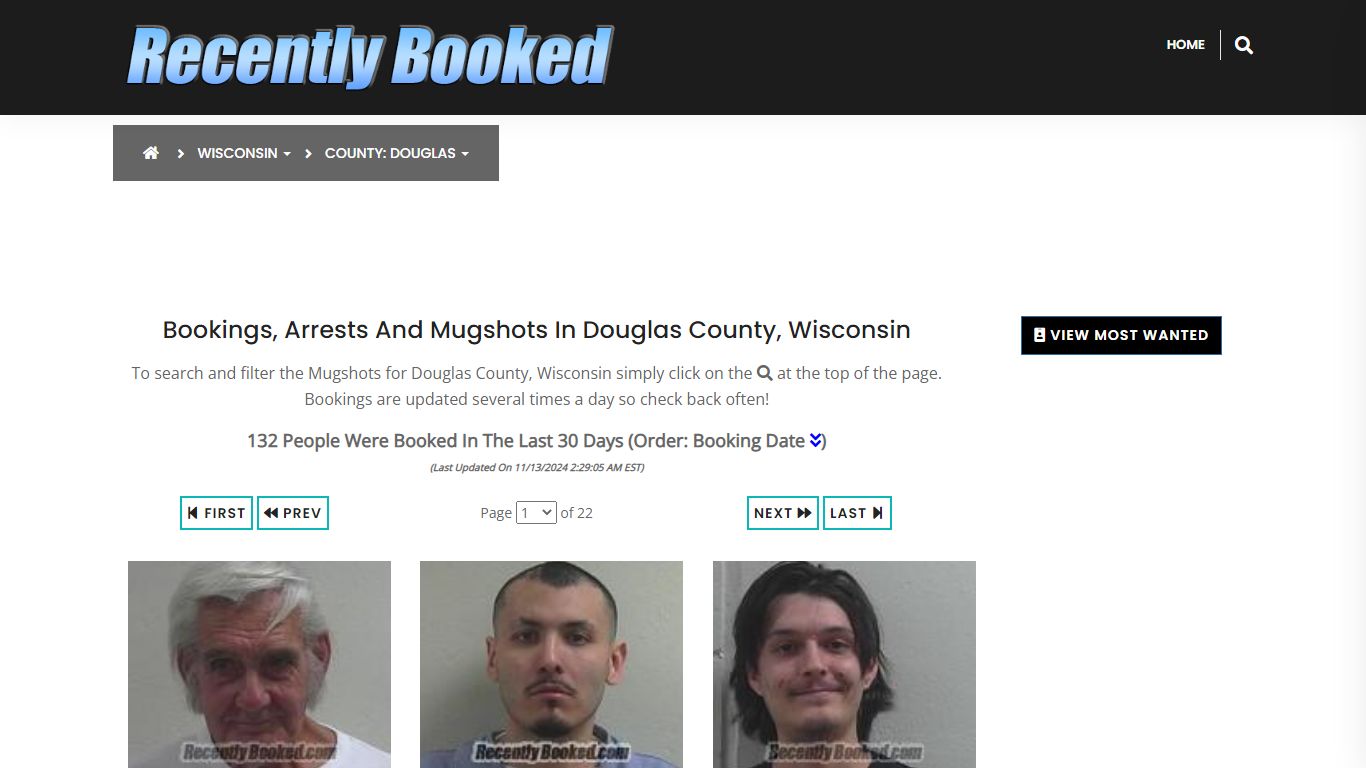 Bookings, Arrests and Mugshots in Douglas County, Wisconsin