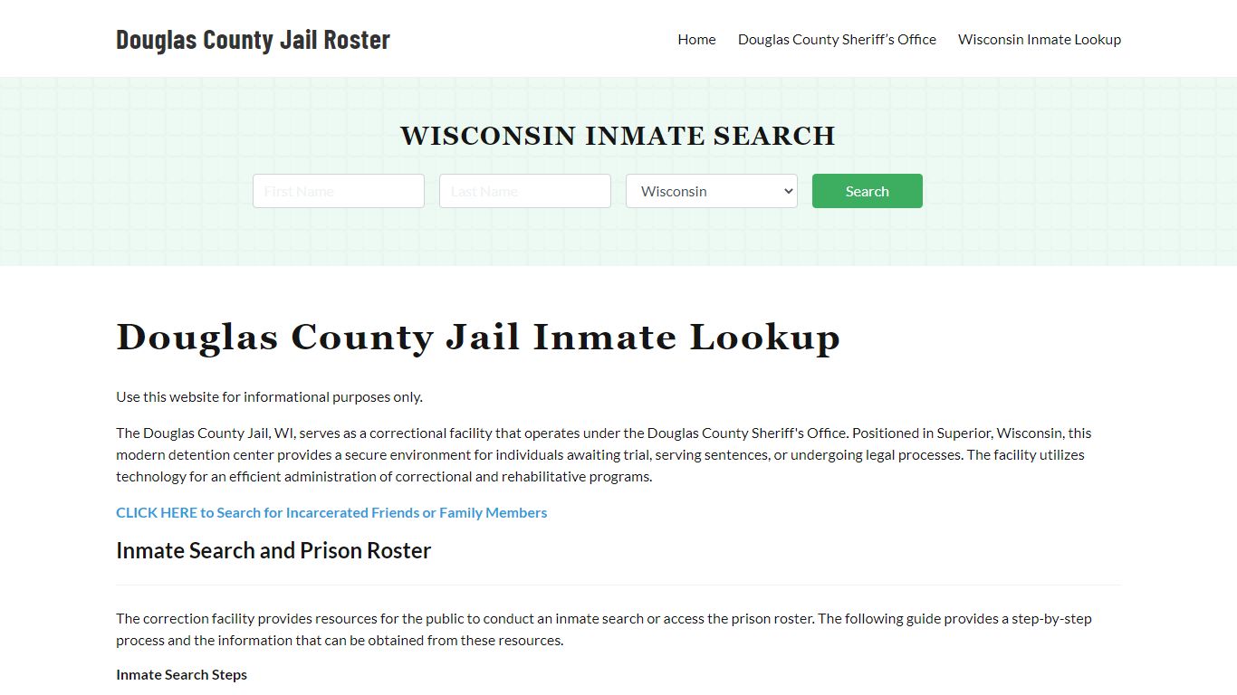 Douglas County Jail Roster Lookup, WI, Inmate Search