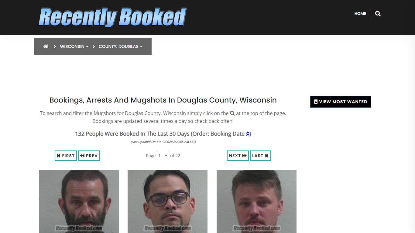 Bookings, Arrests and Mugshots in Douglas County, Wisconsin